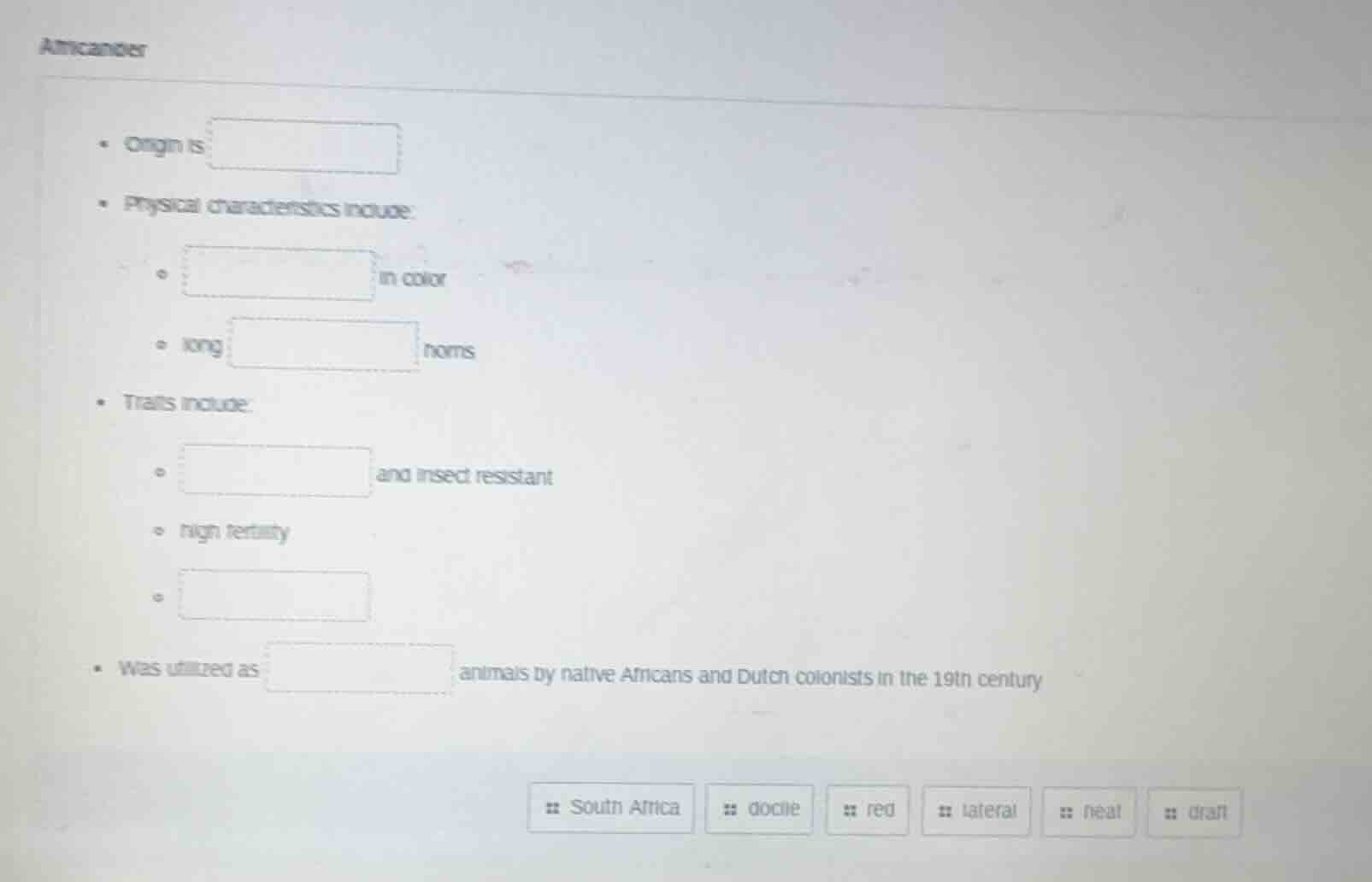 amcander - origin is - physical characteristics include: - in color - l…