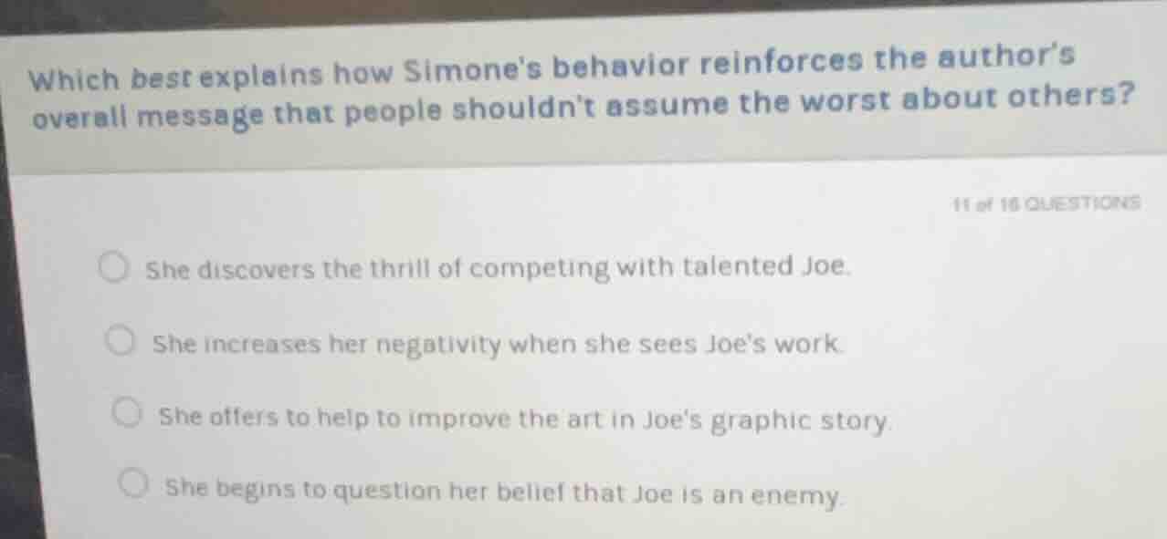 which best explains how simones behavior reinforces the authors overall…