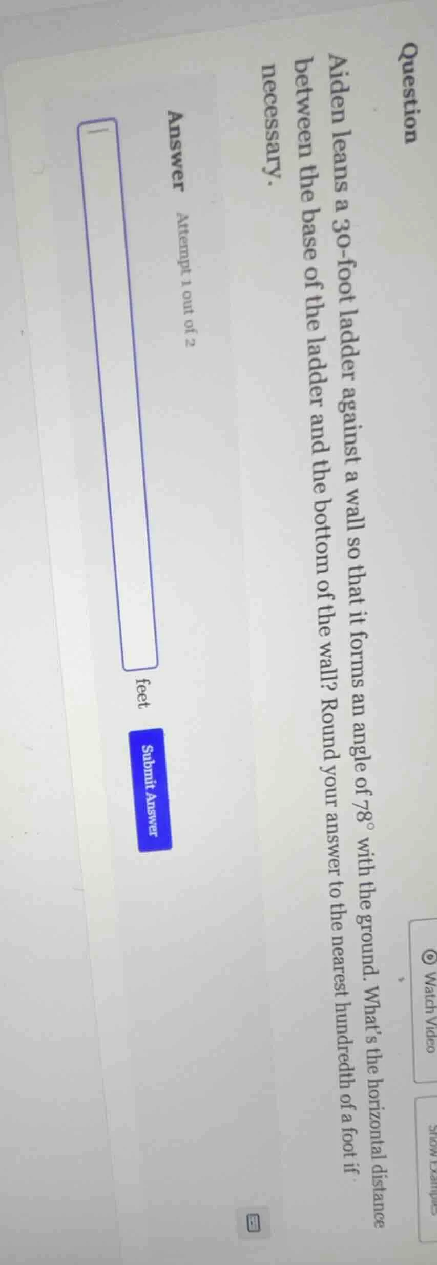 question aiden leans a 30-foot ladder against a wall so that it forms a…