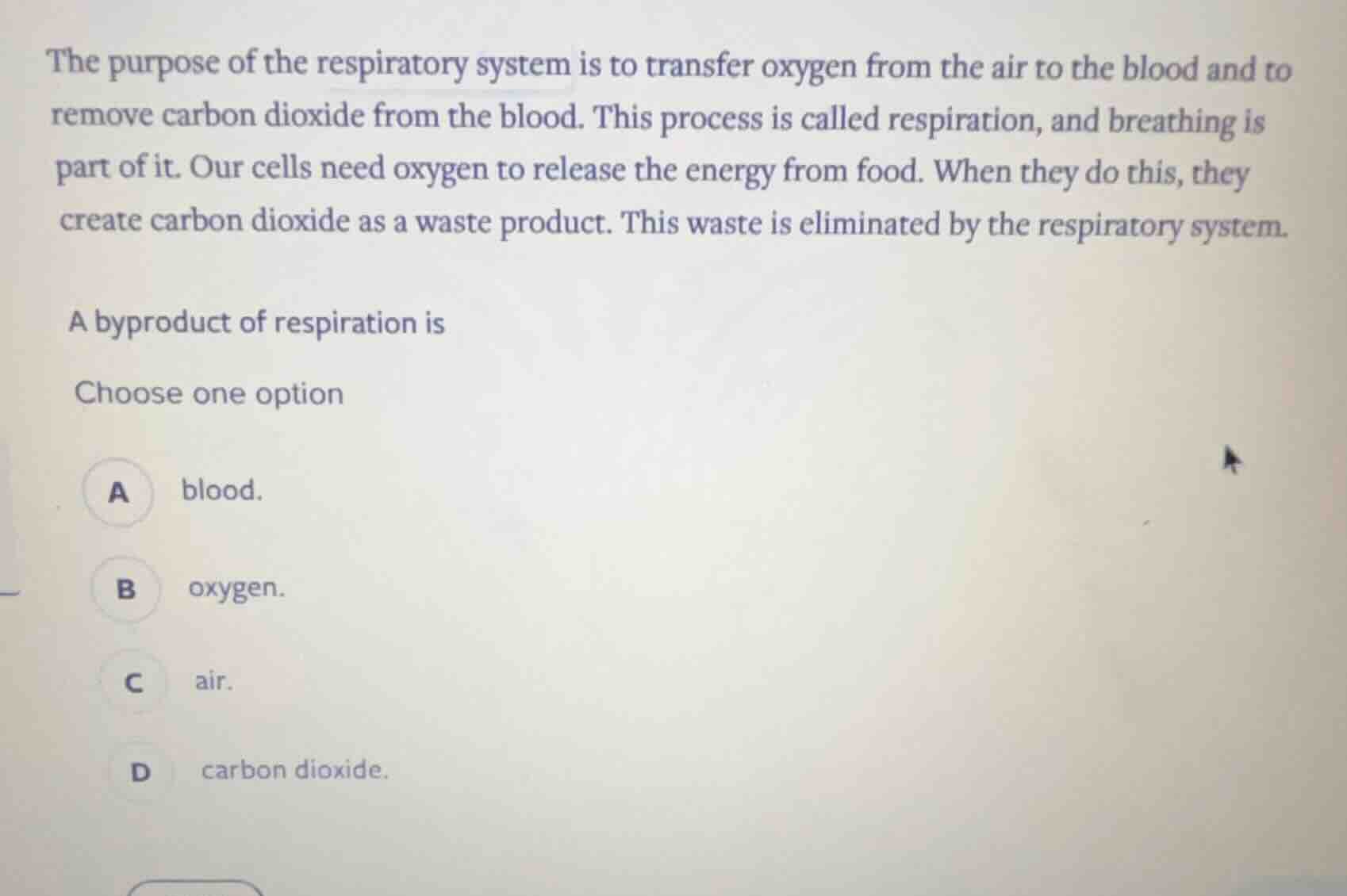the purpose of the respiratory system is to transfer oxygen from the ai…