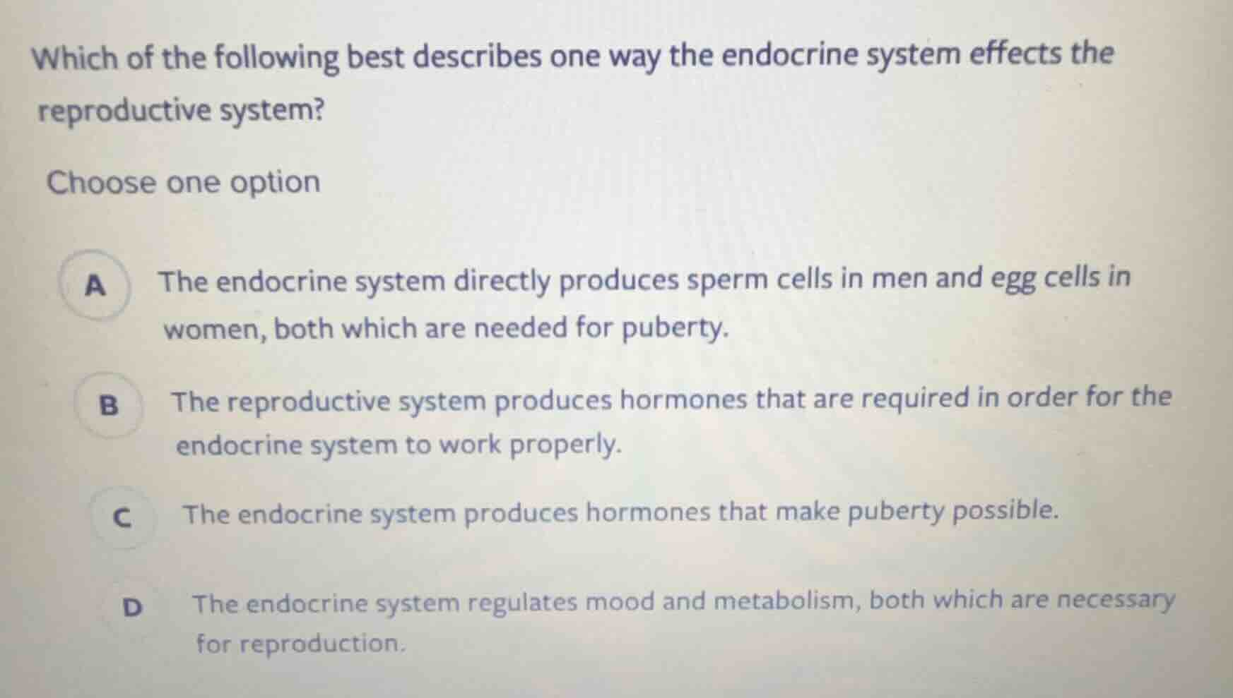 which of the following best describes one way the endocrine system effe…