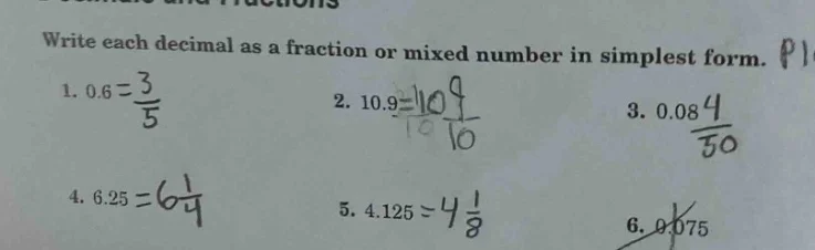 write each decimal as a fraction or mixed number in simplest form. \\(1…