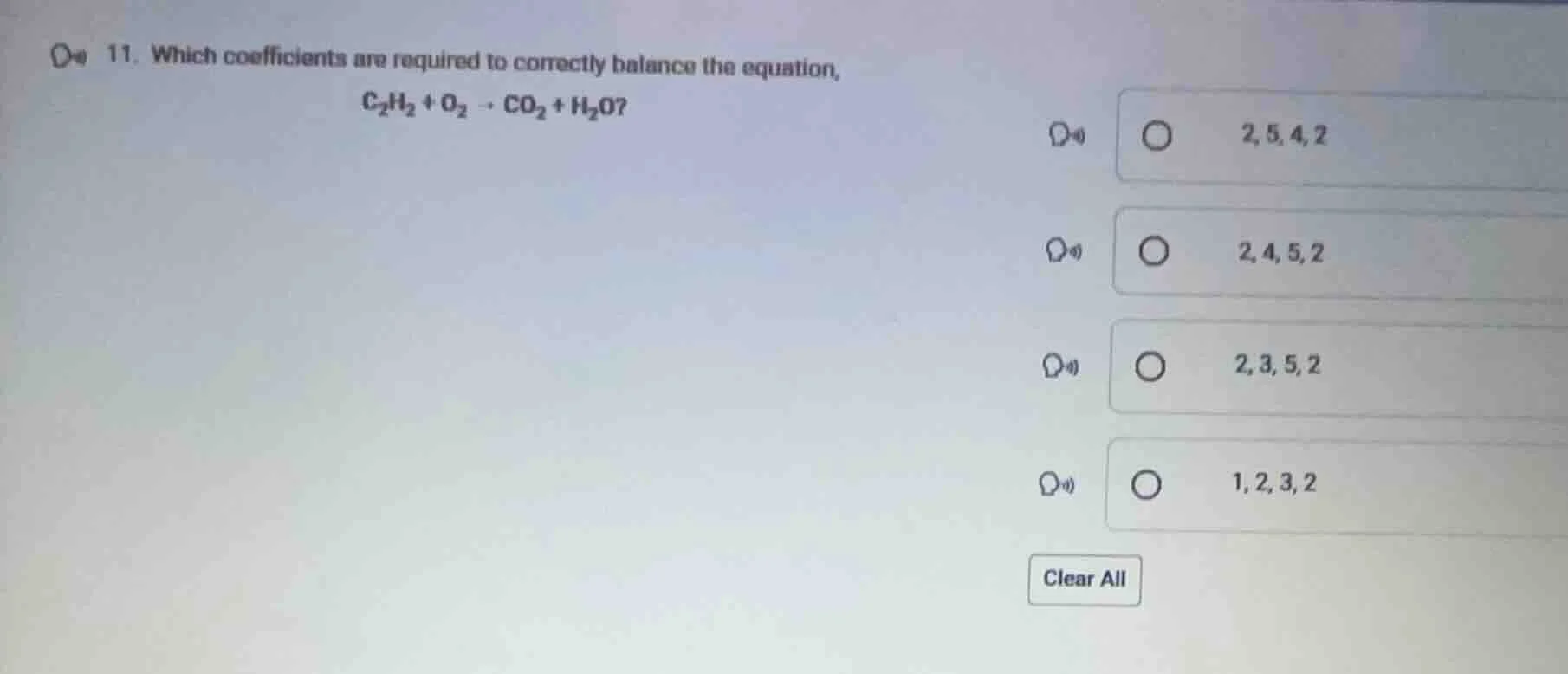 11. which coefficients are required to correctly balance the equation, …