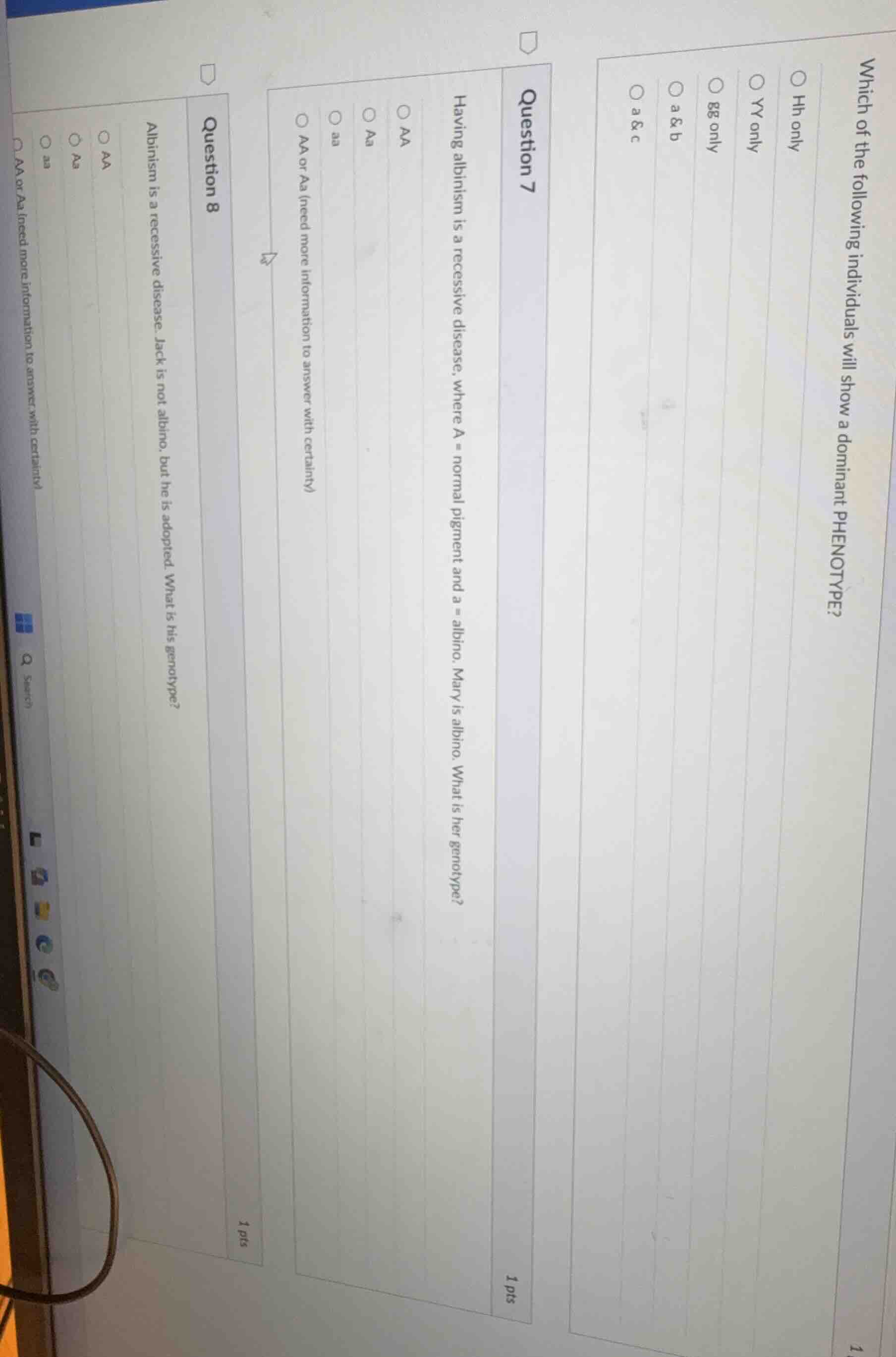 which of the following individuals will show a dominant phenotype? hh o…