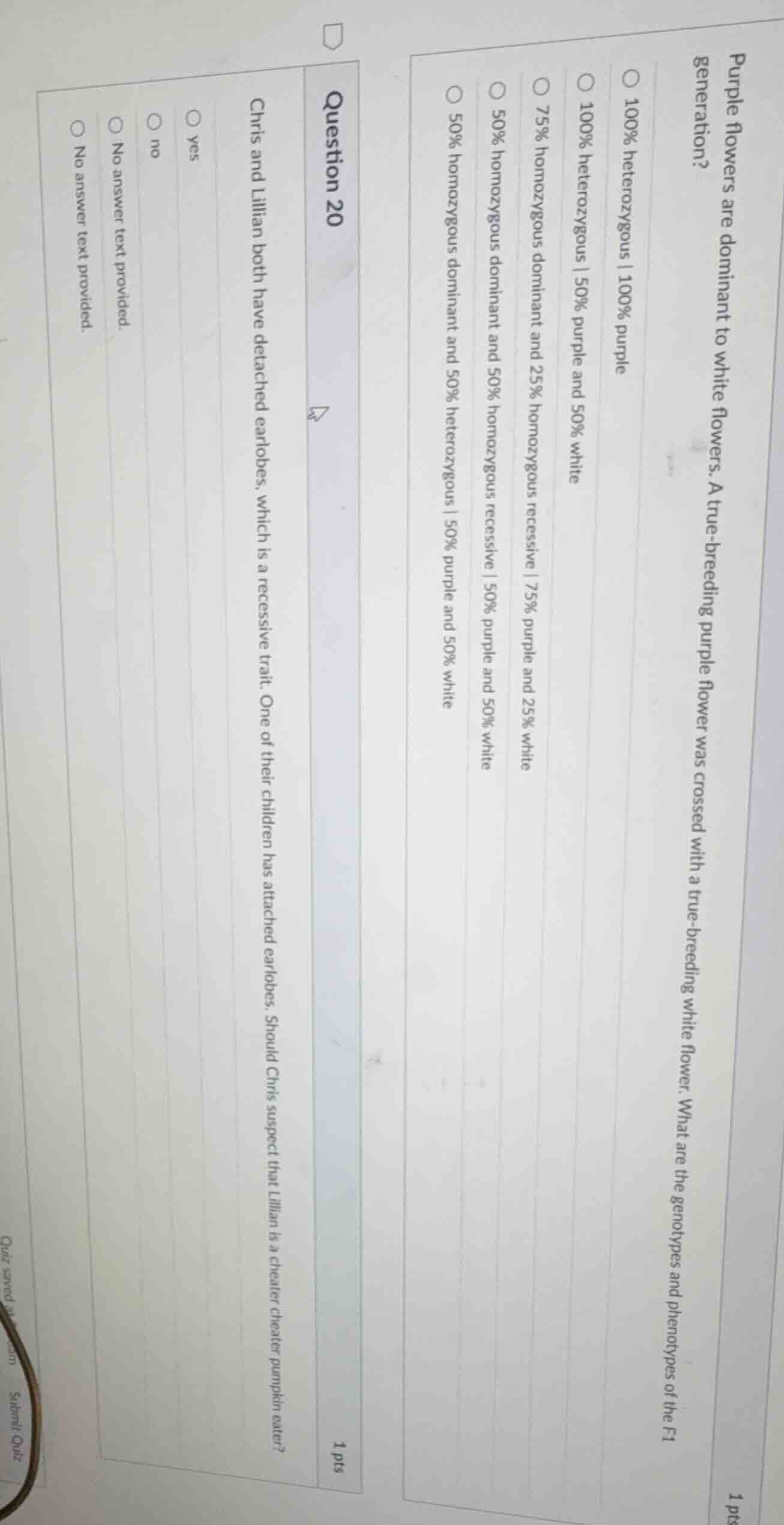 purple flowers are dominant to white flowers. a true - breeding purple …