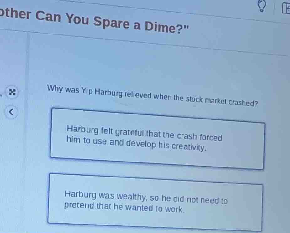 why was yip harburg relieved when the stock market crashed? harburg fel…