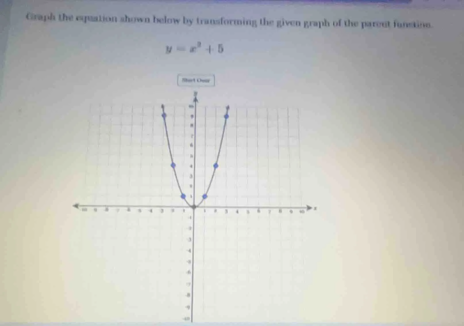 graph the equation shown below by transforming the given graph of the p…
