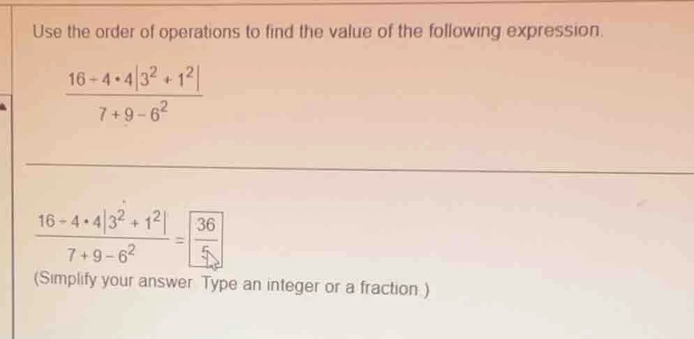 use the order of operations to find the value of the following expressi…