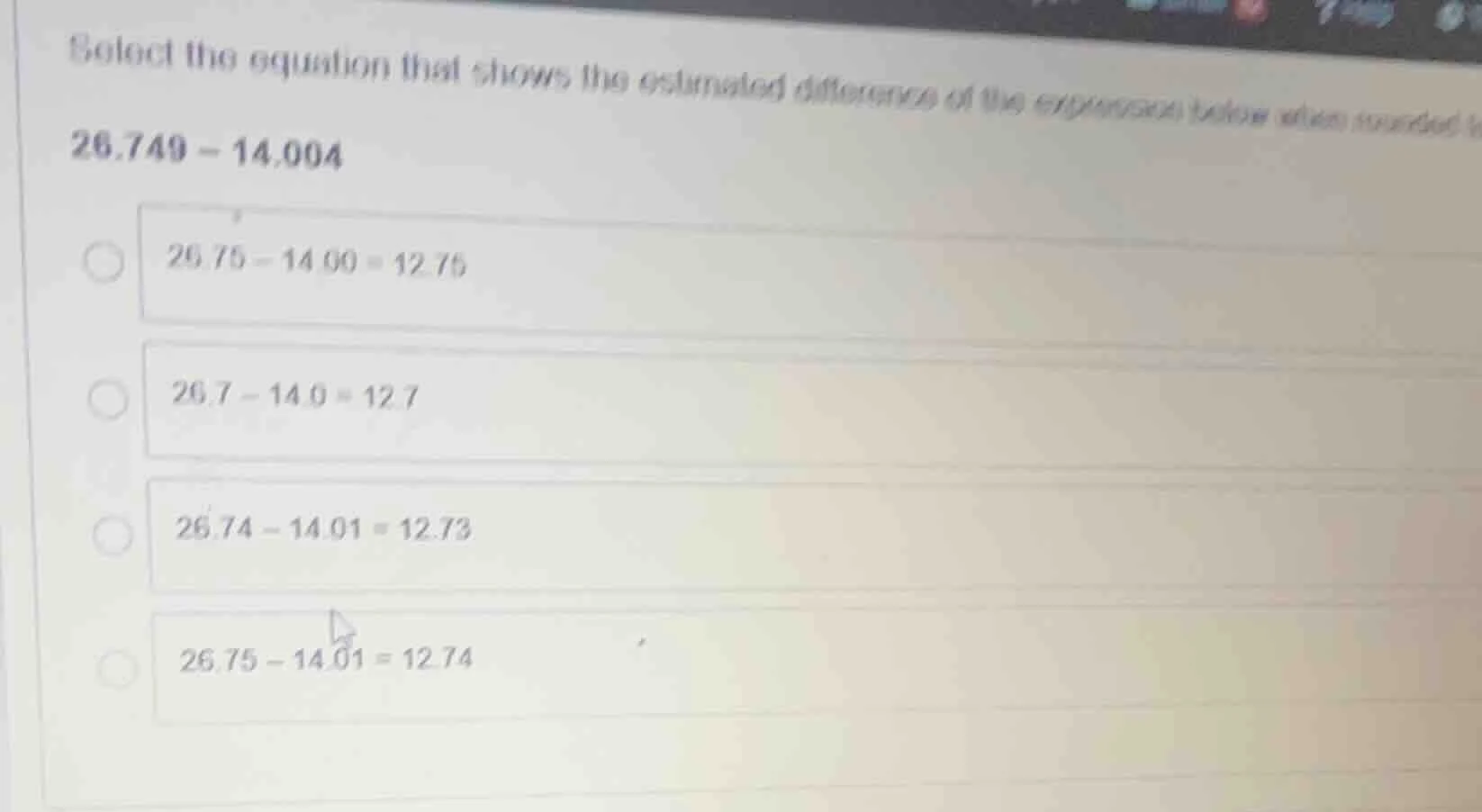 select the equation that shows the estimated difference of the expressi…