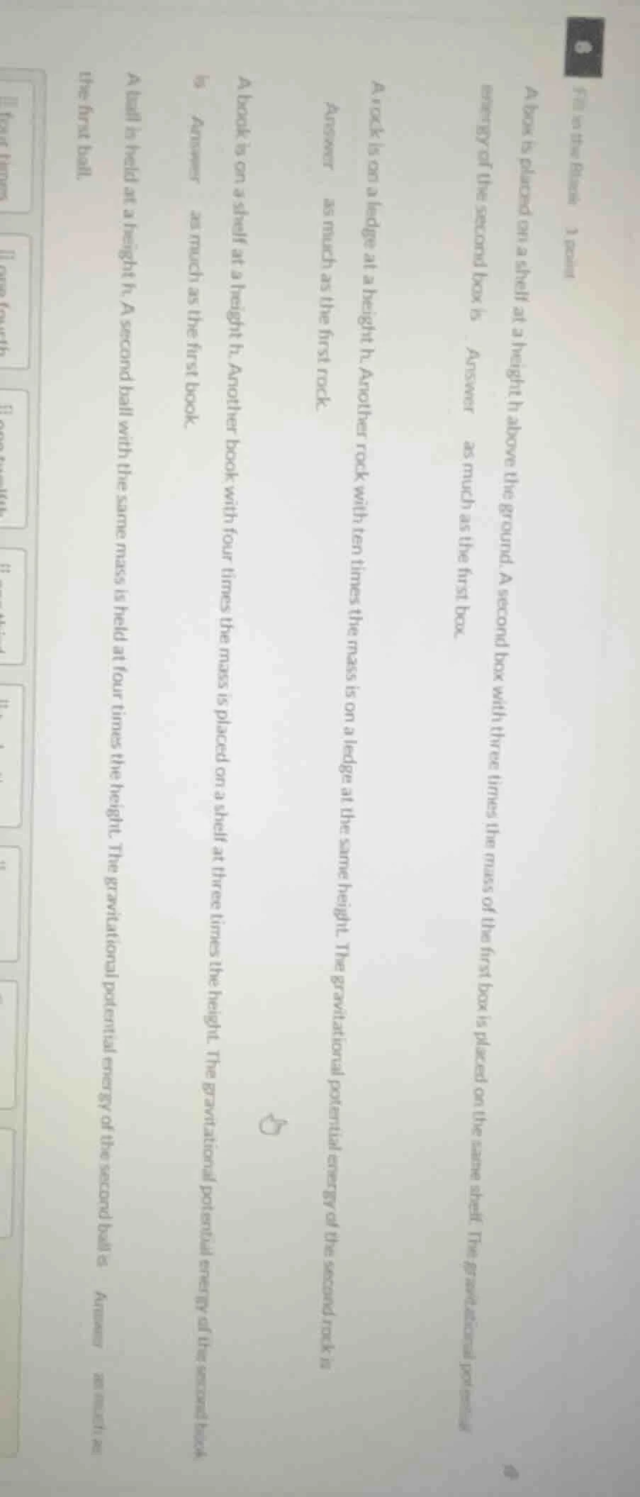 fill in the blank 1 point a box is placed on a shelf at a height h abov…