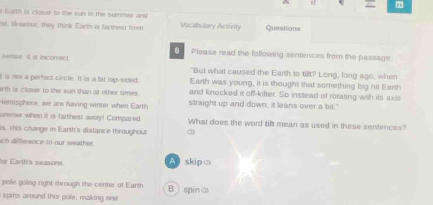 vocabulary activity questions 6 please read the following sentences fro…