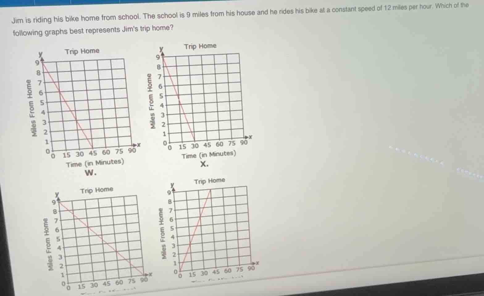 jim is riding his bike home from school. the school is 9 miles from his…