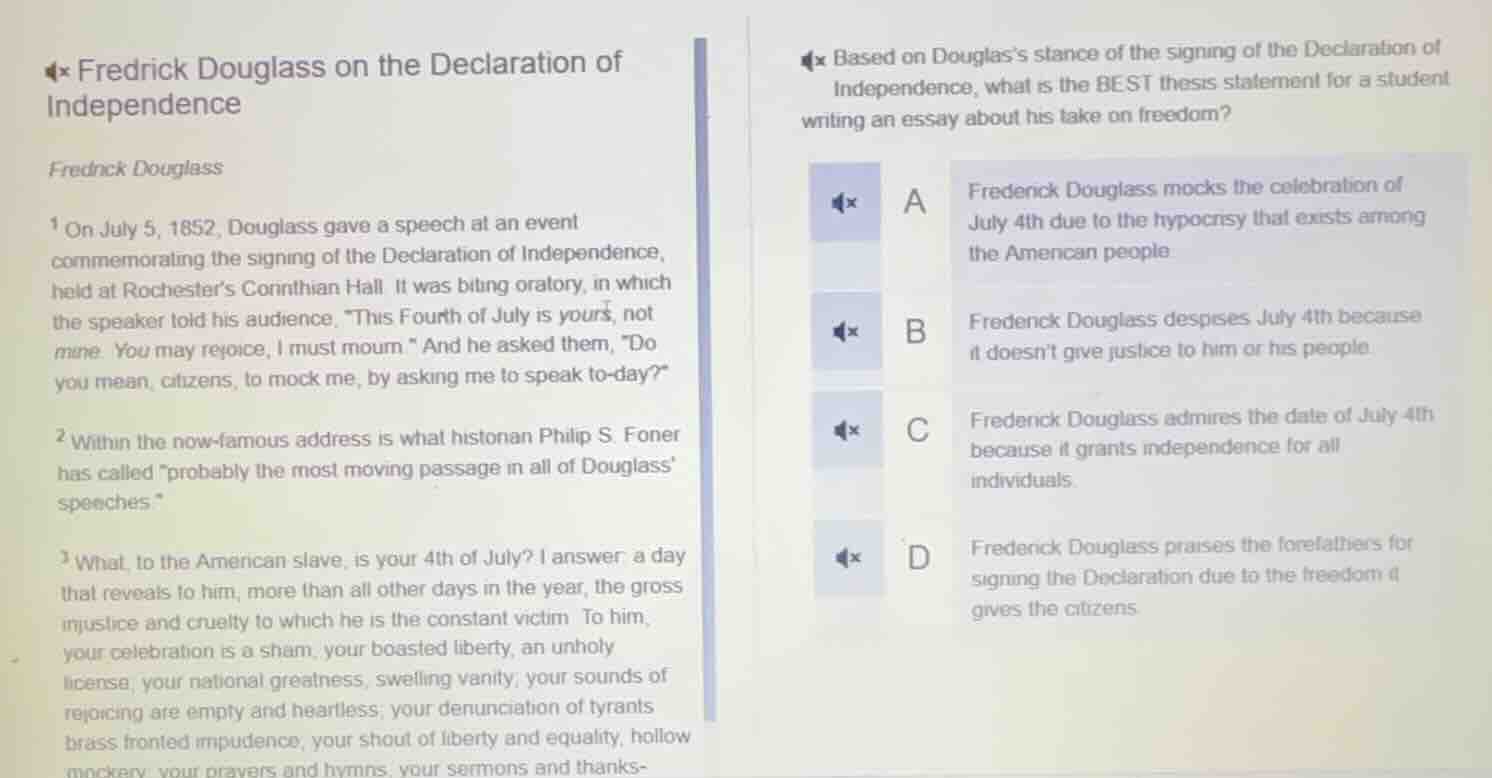 fredrick douglass on the declaration of independence fredrick douglass …