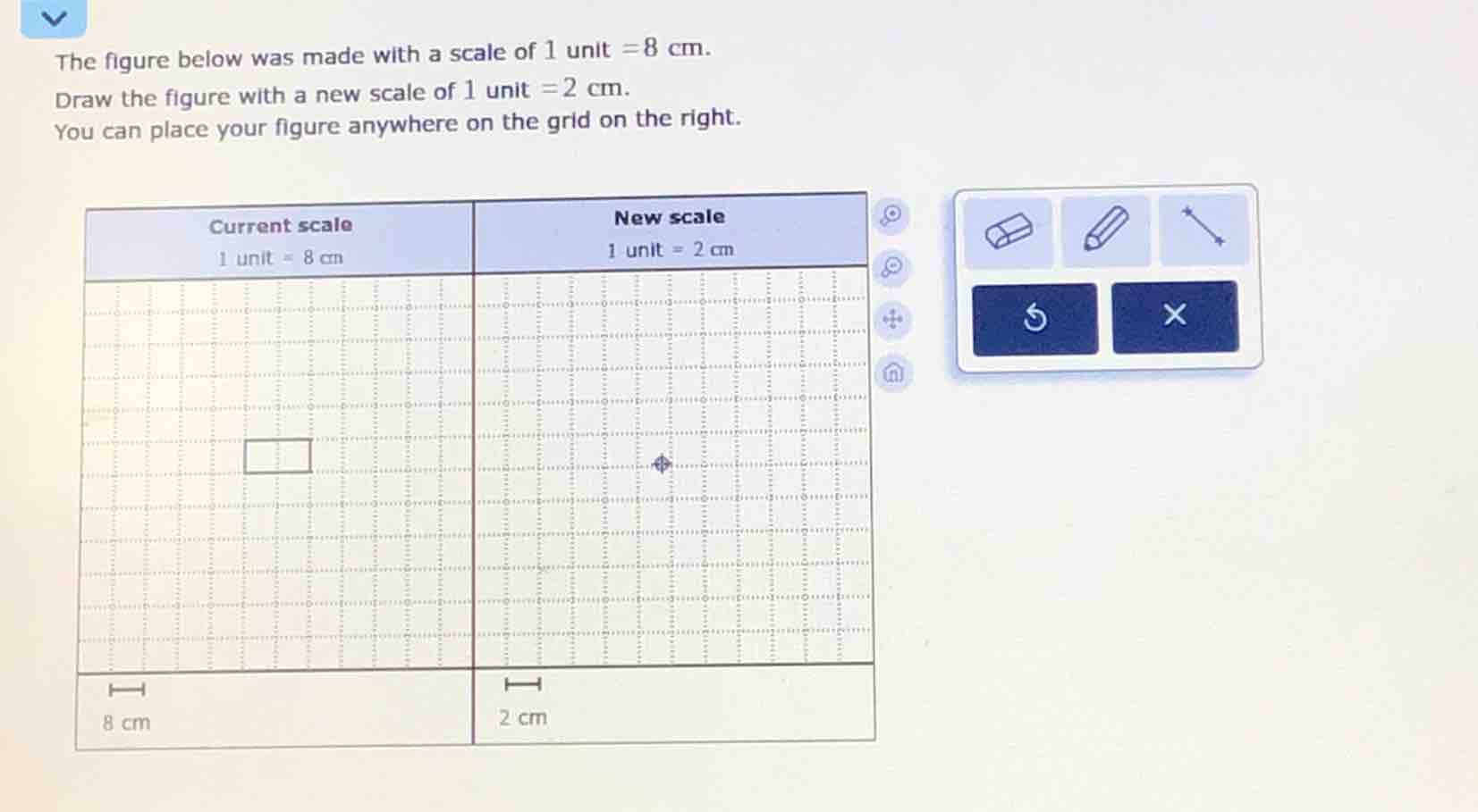 the figure below was made with a scale of 1 unit = 8 cm. draw the figur…