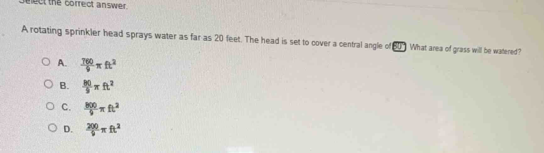 select the correct answer. a rotating sprinkler head sprays water as fa…