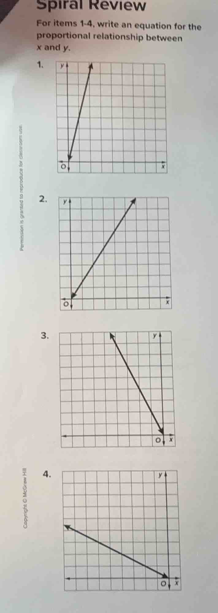 spiral review for items 1-4, write an equation for the proportional rel…