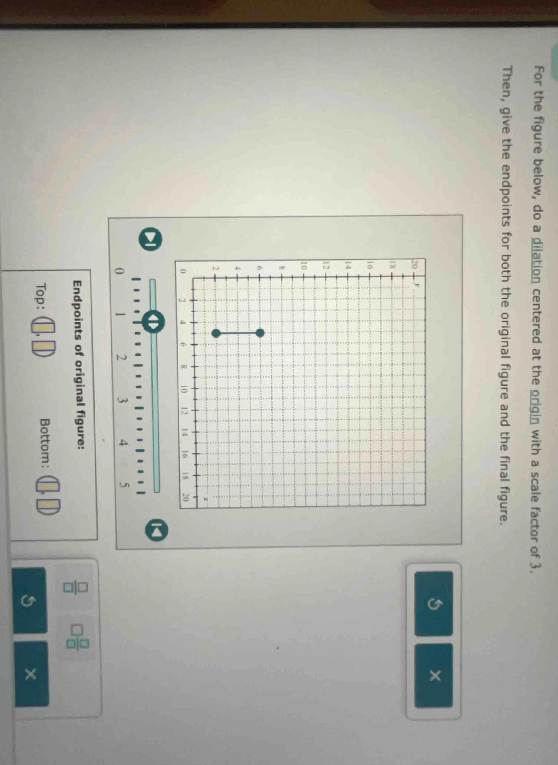 for the figure below, do a dilation centered at the origin with a scale…