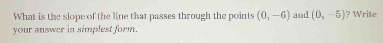 what is the slope of the line that passes through the points (0, -6) an…