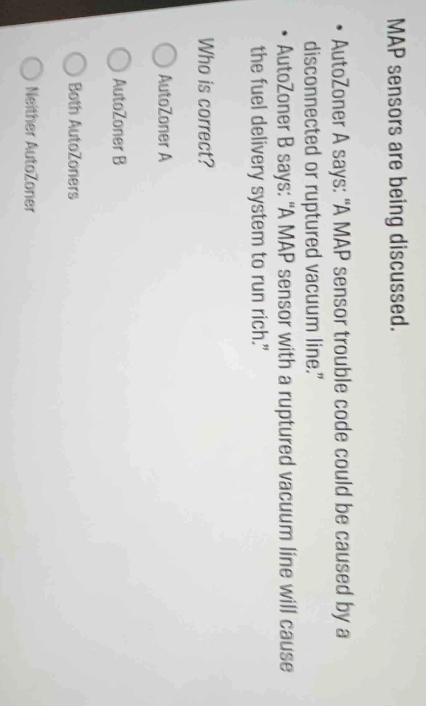 map sensors are being discussed. - autozoner a says: “a map sensor trou…