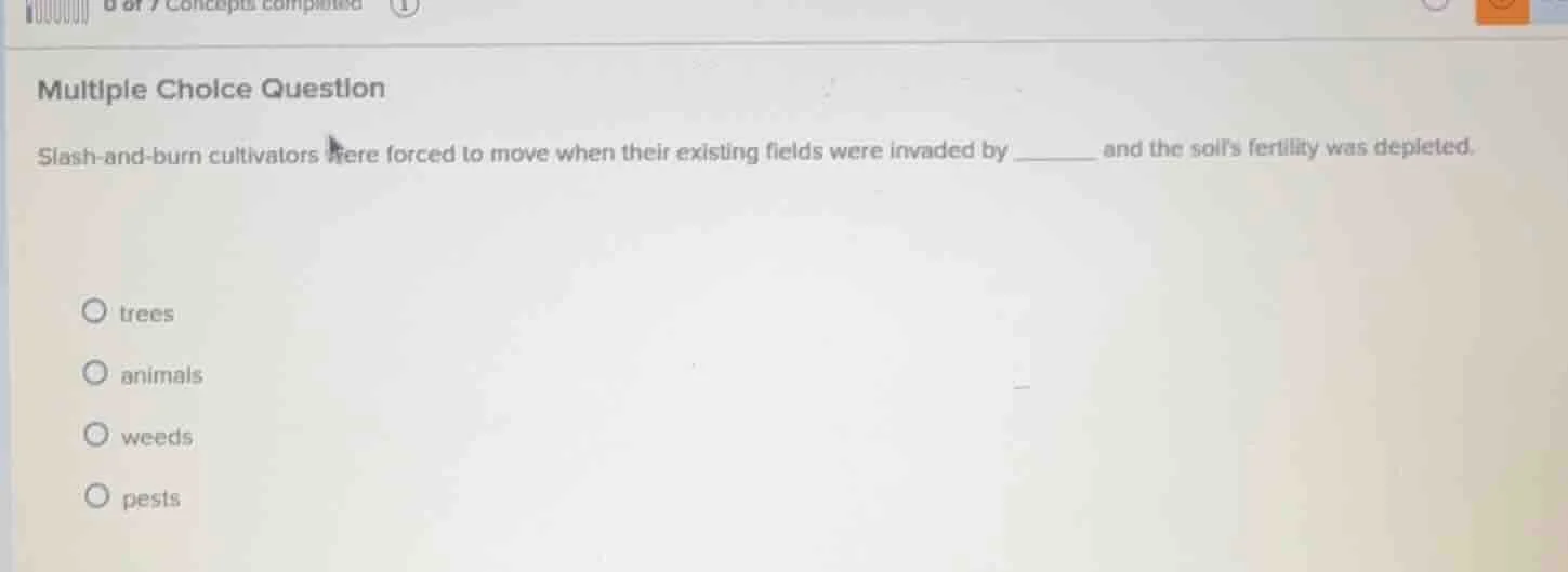multiple choice question slash - and - burn cultivators were forced to …