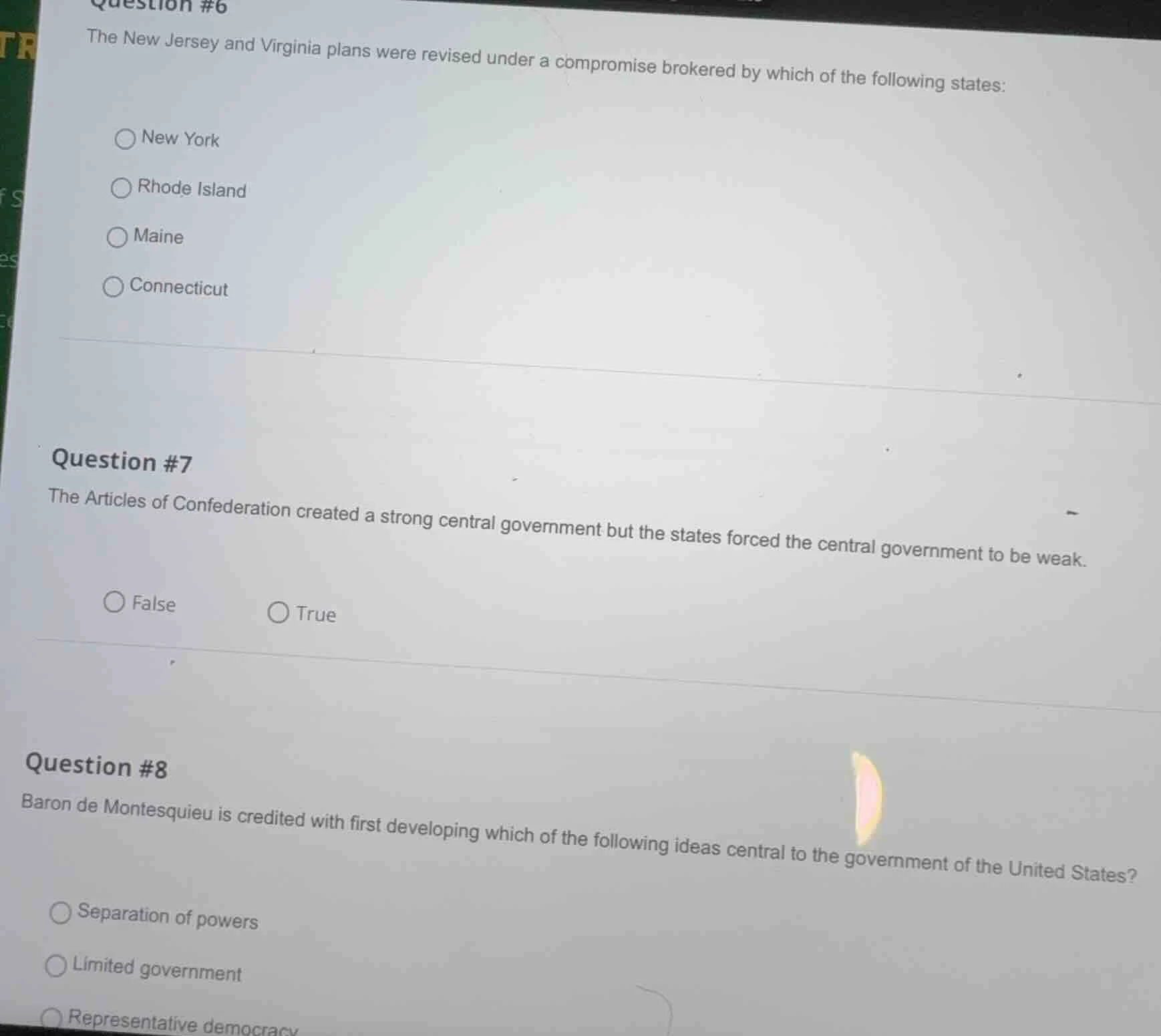 question #6 the new jersey and virginia plans were revised under a comp…