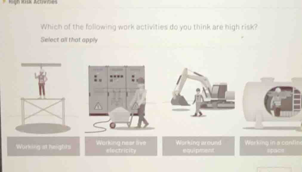 high risk activities which of the following work activities do you thin…