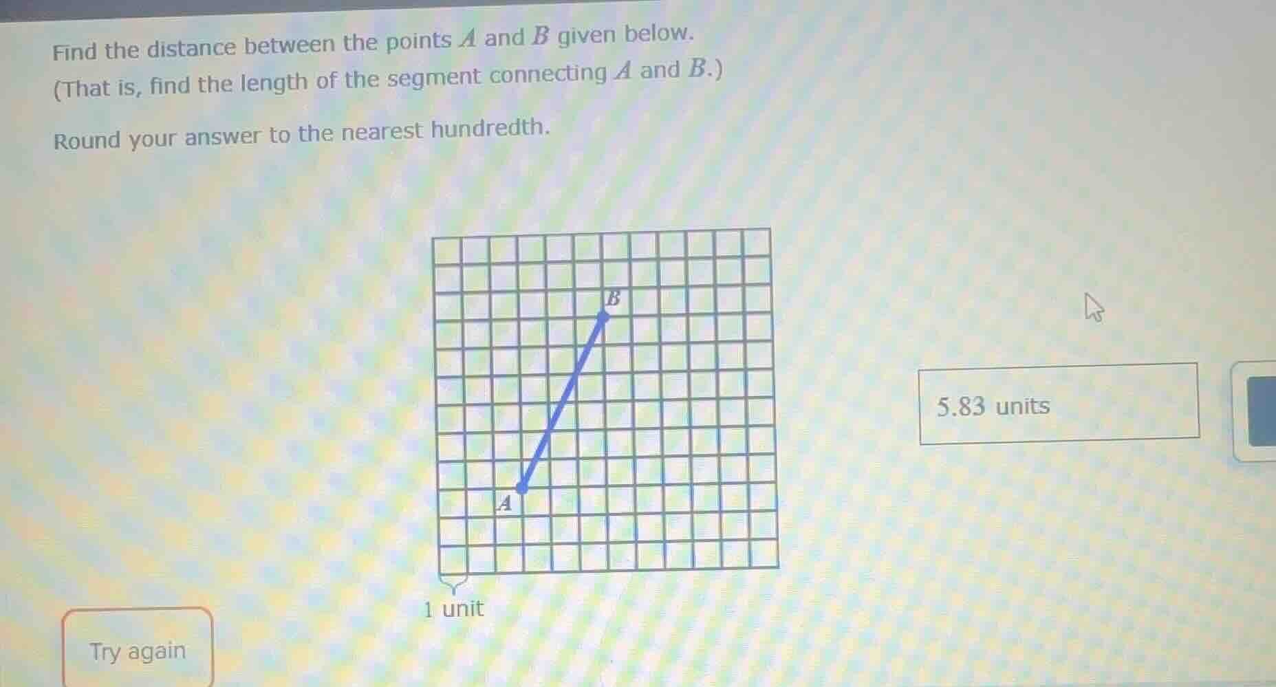 find the distance between the points a and b given below. (that is, fin…