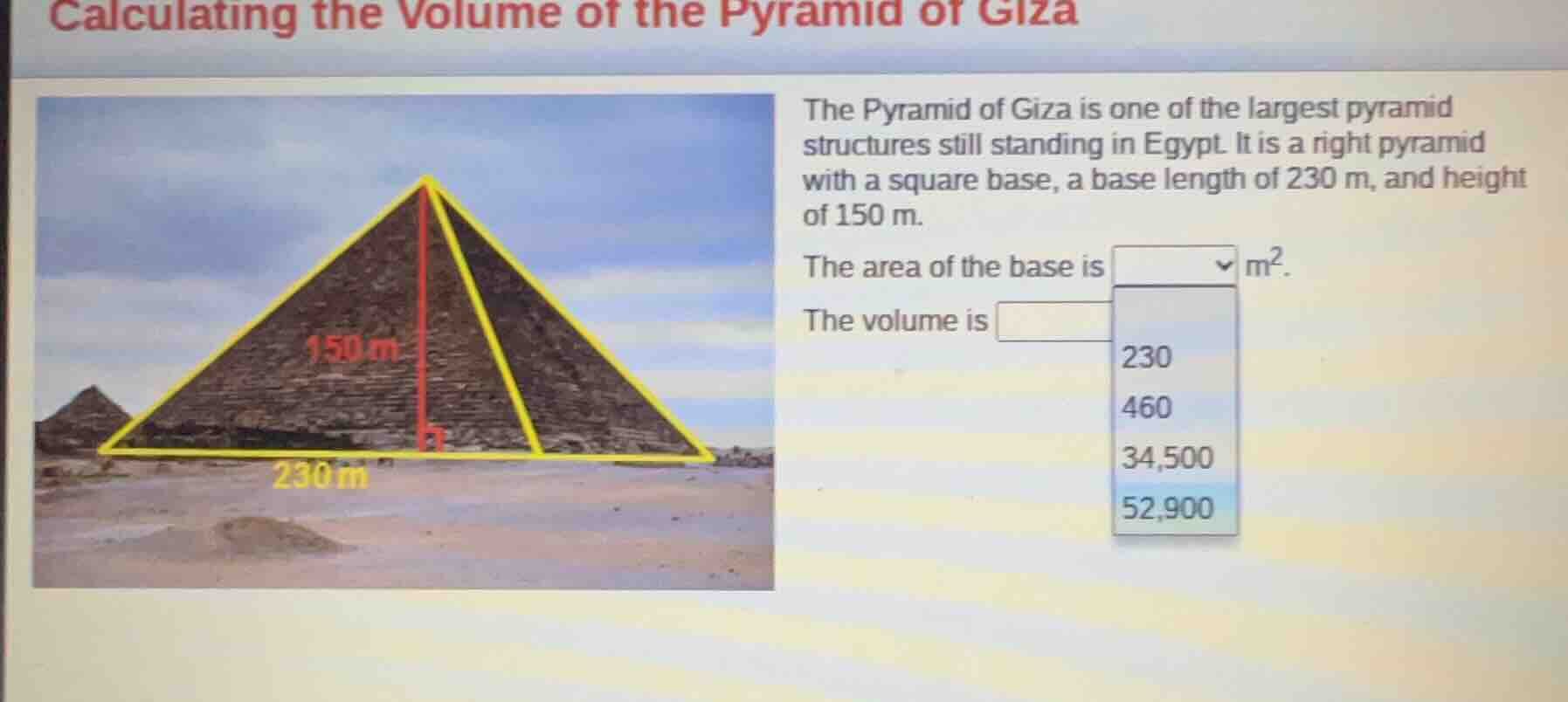 calculating the volume of the pyramid of giza the pyramid of giza is on…