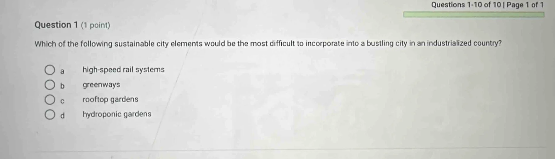 question 1 (1 point) which of the following sustainable city elements w…