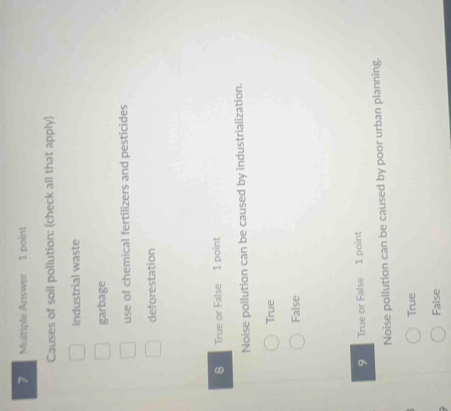 7 multiple answer 1 point causes of soil pollution: (check all that app…