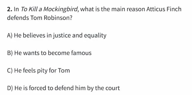 2. in to kill a mockingbird, what is the main reason atticus finch defe…
