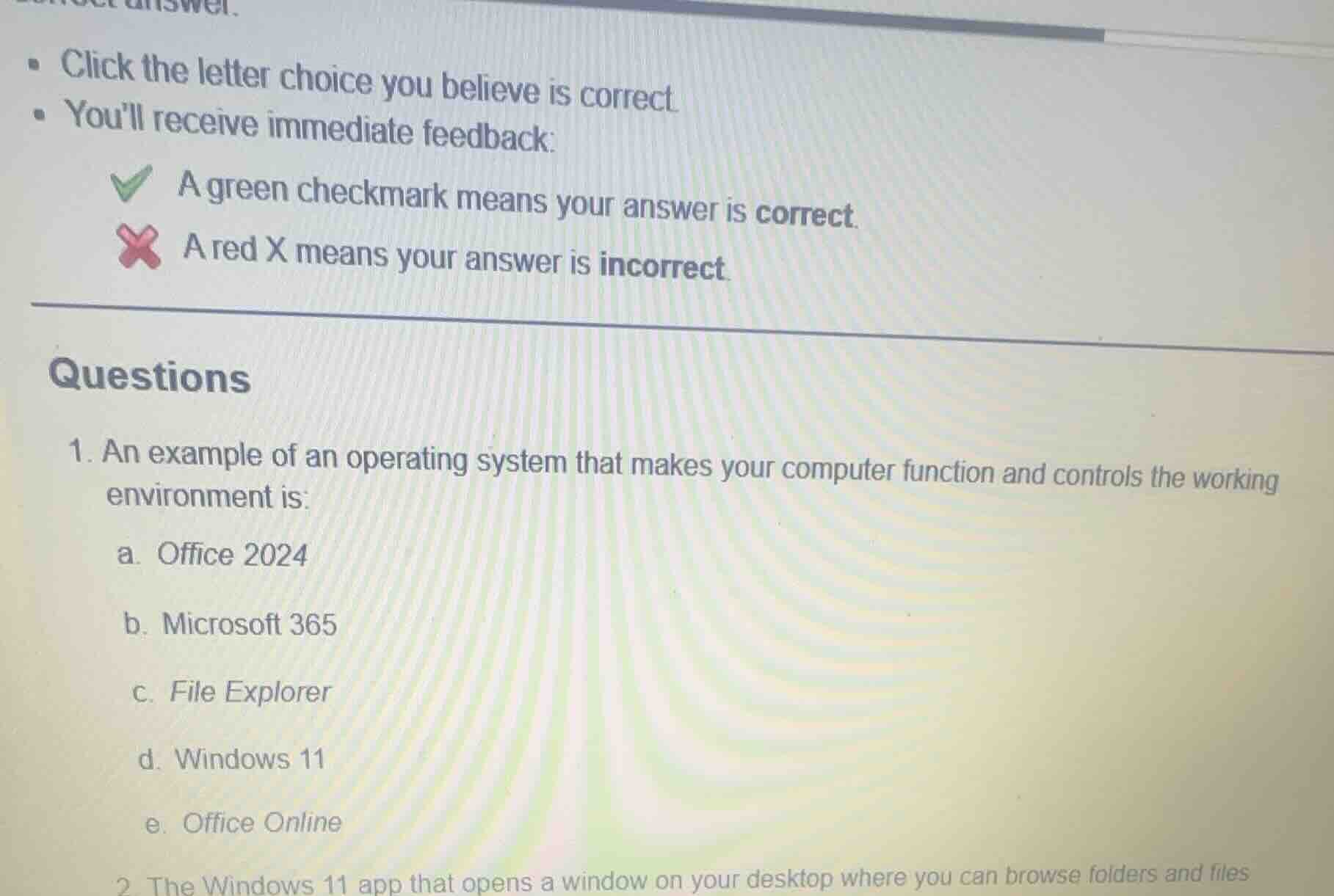 click the letter choice you believe is correct. youll receive immediate…