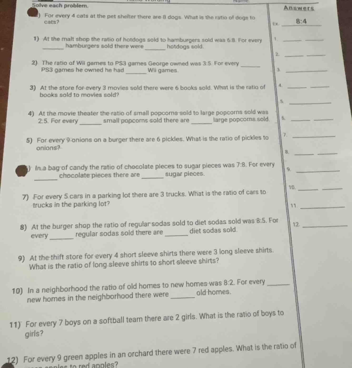 solve each problem. () for every 4 cats at the pet shelter there are 8 …