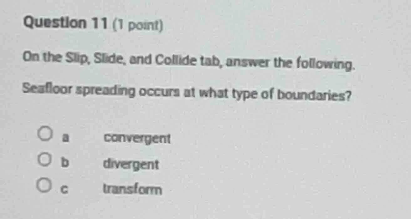 question 11 (1 point) on the slip, slide, and collide tab, answer the f…