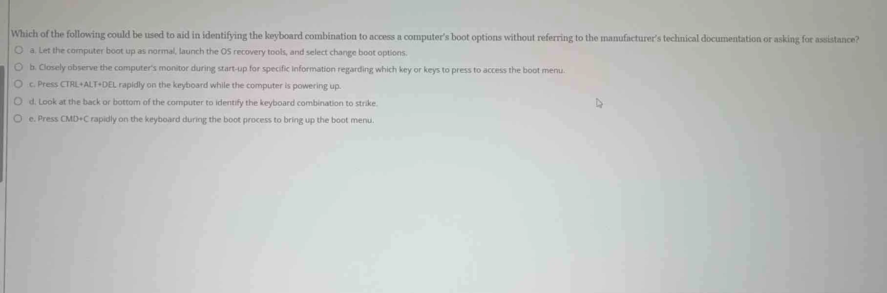 which of the following could be used to aid in identifying the keyboard…