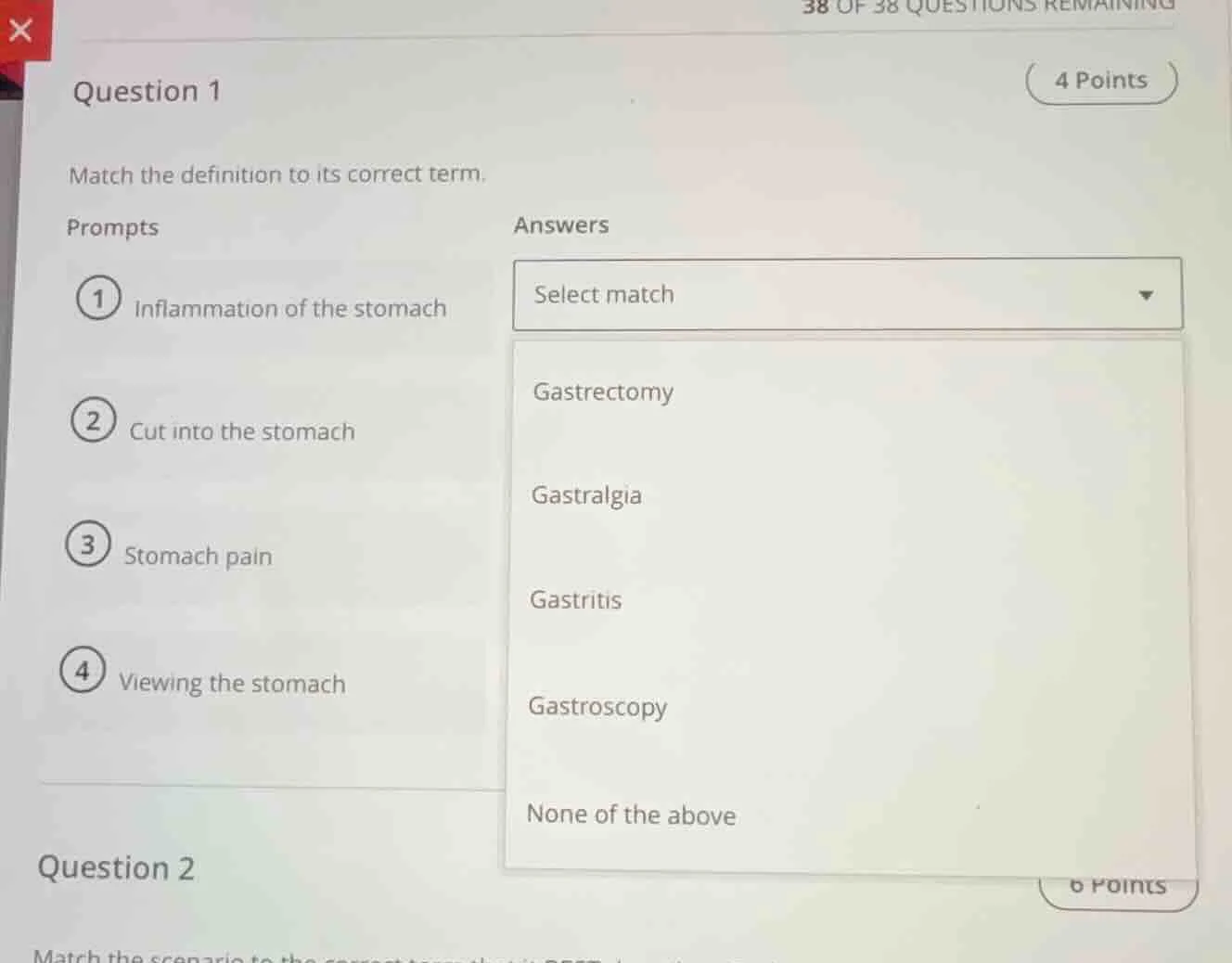 question 1 (4 points) match the definition to its correct term. prompts…