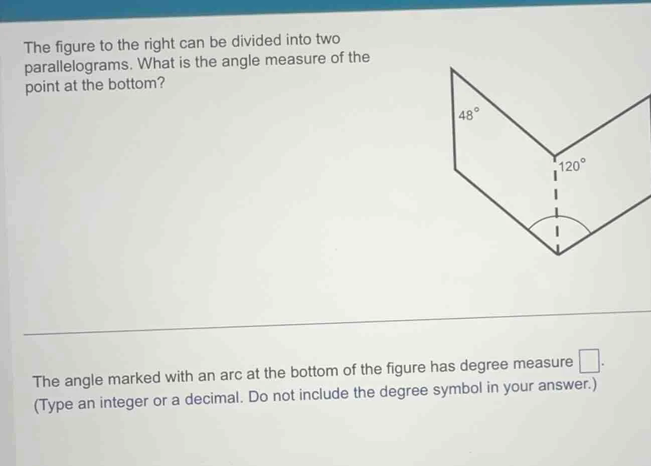 the figure to the right can be divided into two parallelograms. what is…