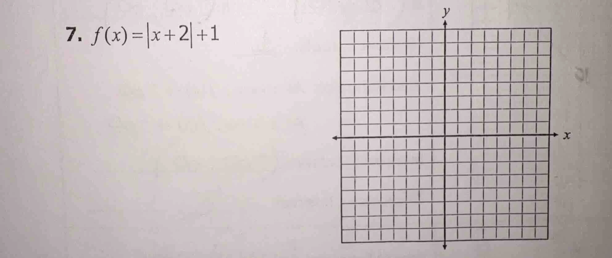 7. $f(x)=vert x + 2vert + 1$