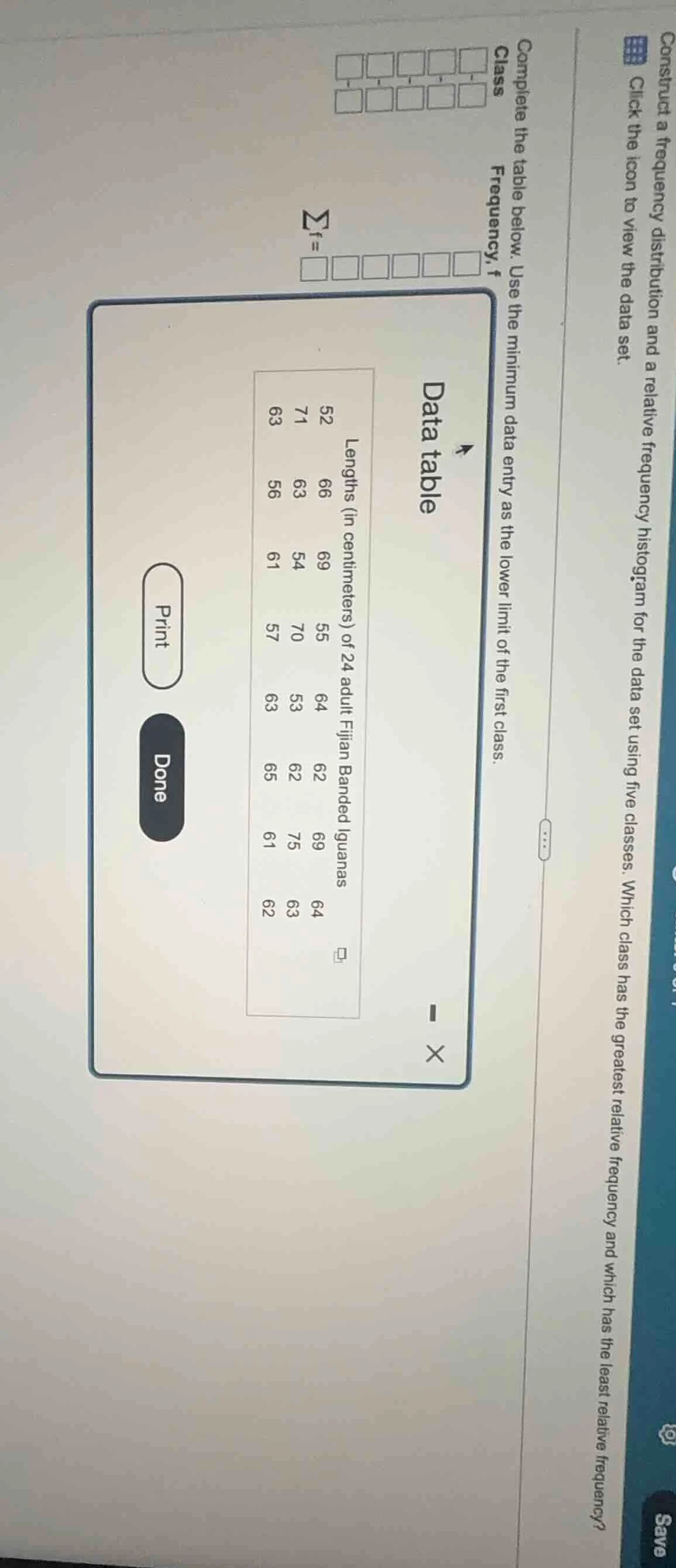 construct a frequency distribution and a relative frequency histogram f…