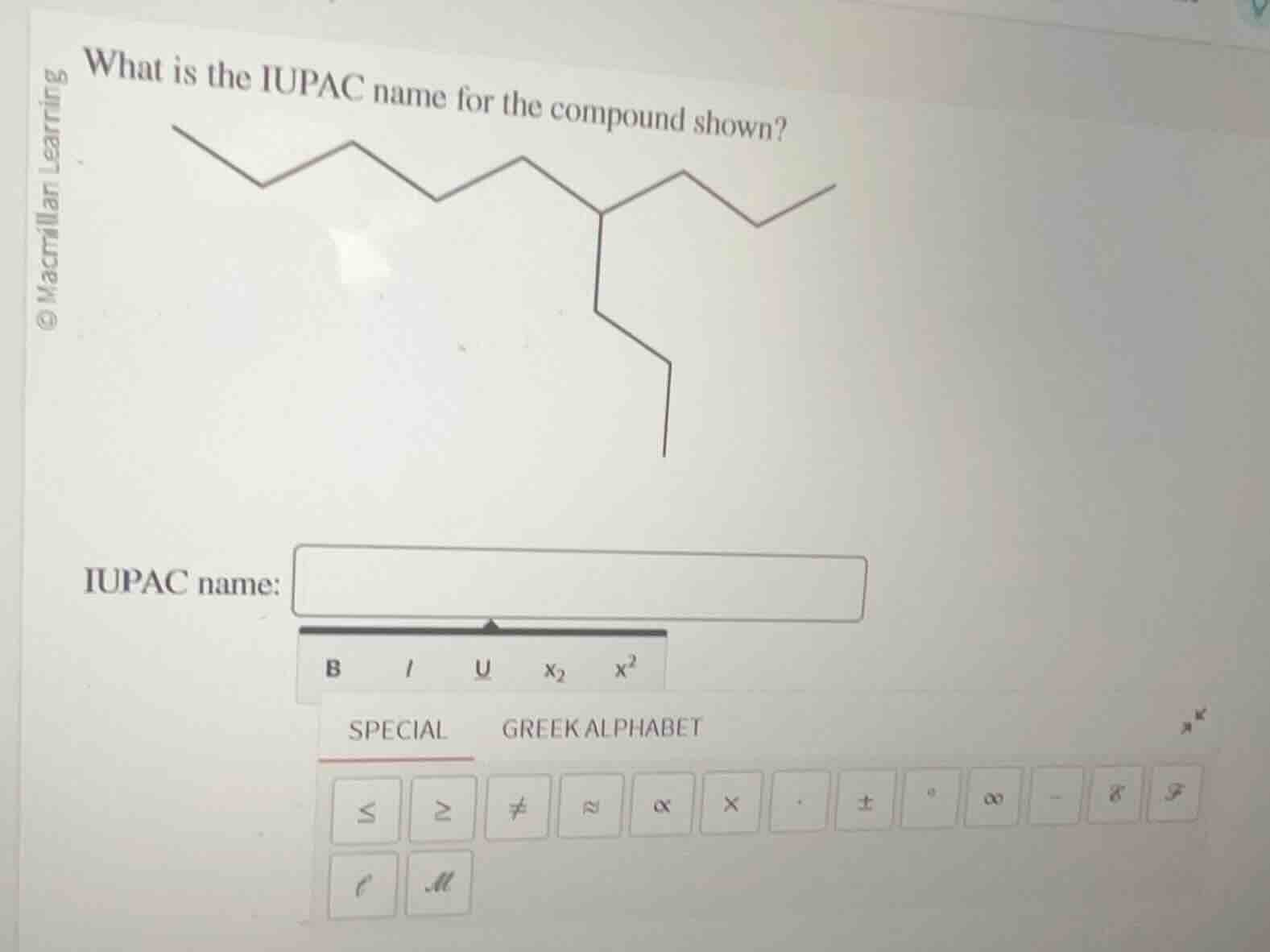 what is the iupac name for the compound shown? iupac name: