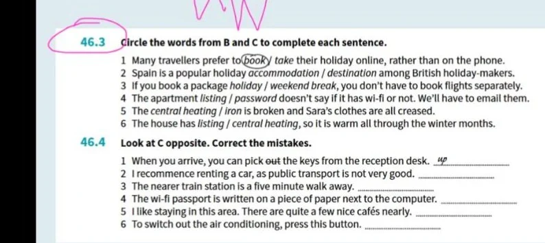 46.3 circle the words from b and c to complete each sentence. 1 many tr…