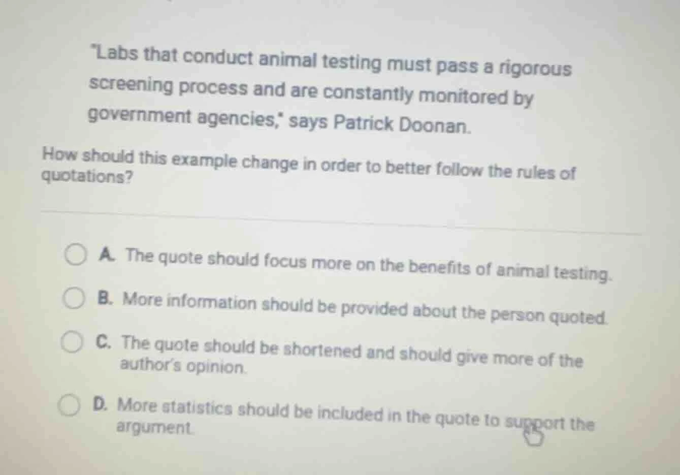 \labs that conduct animal testing must pass a rigorous screening proces…
