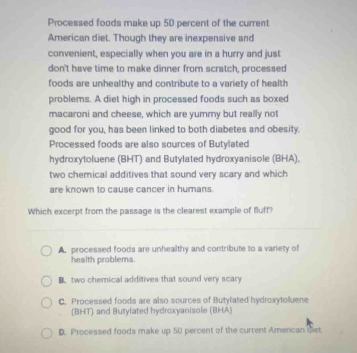 processed foods make up 50 percent of the current american diet. though…