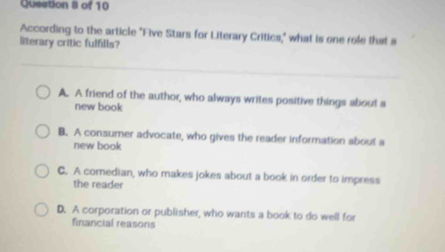 question 8 of 10 according to the article \five stars for literary crit…