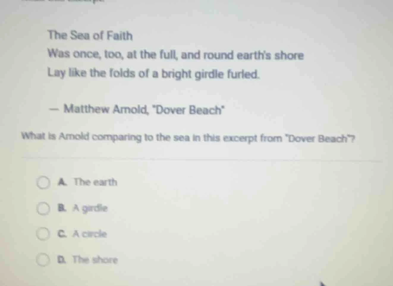 the sea of faith was once, too, at the full, and round earth’s shore la…