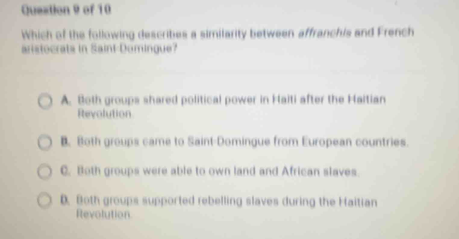 question 9 of 10 which of the following describes a similarity between …