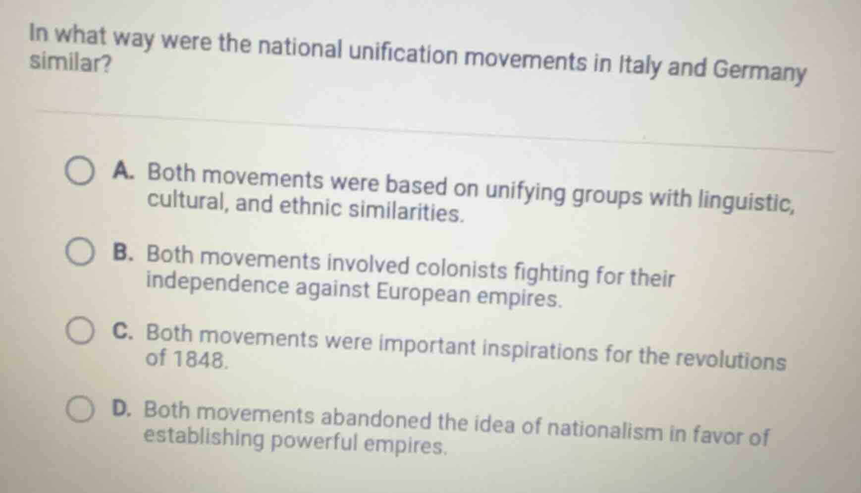 in what way were the national unification movements in italy and german…