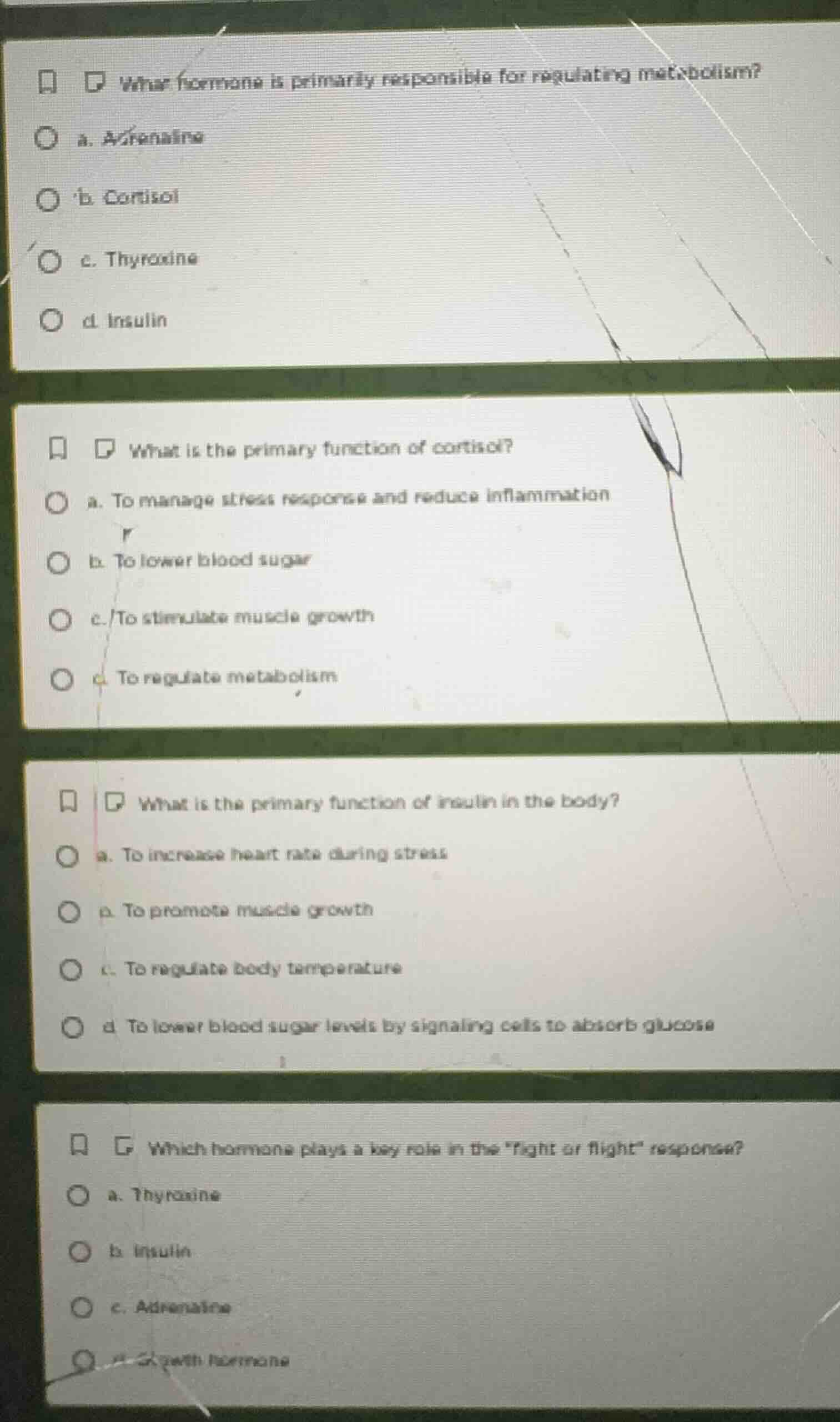 what hormone is primarily responsible for regulating metabolism? a. adr…