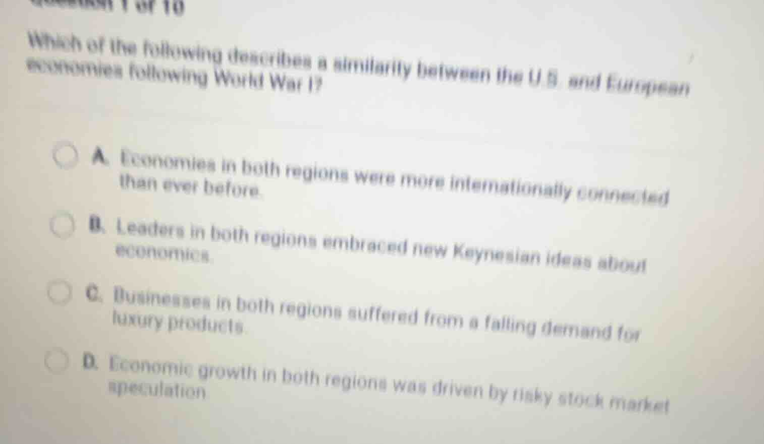 question 1 of 10 which of the following describes a similarity between …