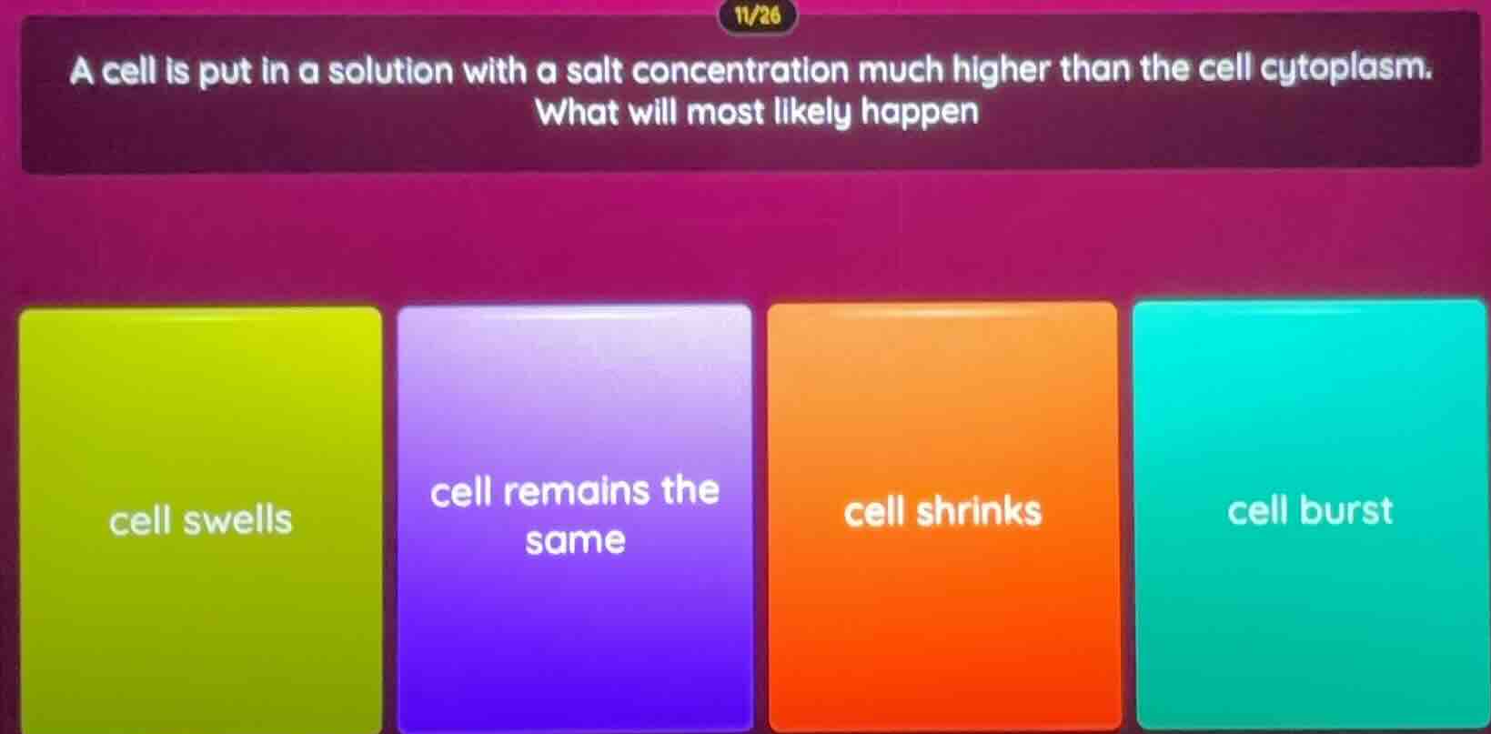 a cell is put in a solution with a salt concentration much higher than …